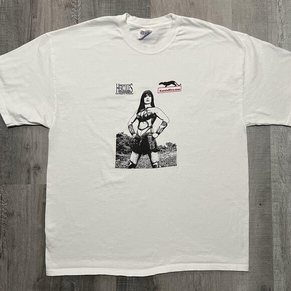 VTG Hercules The Legendary Journeys T Shirt Karen Sheperd "Enforcer"White 1995 - Picture 1 of 5